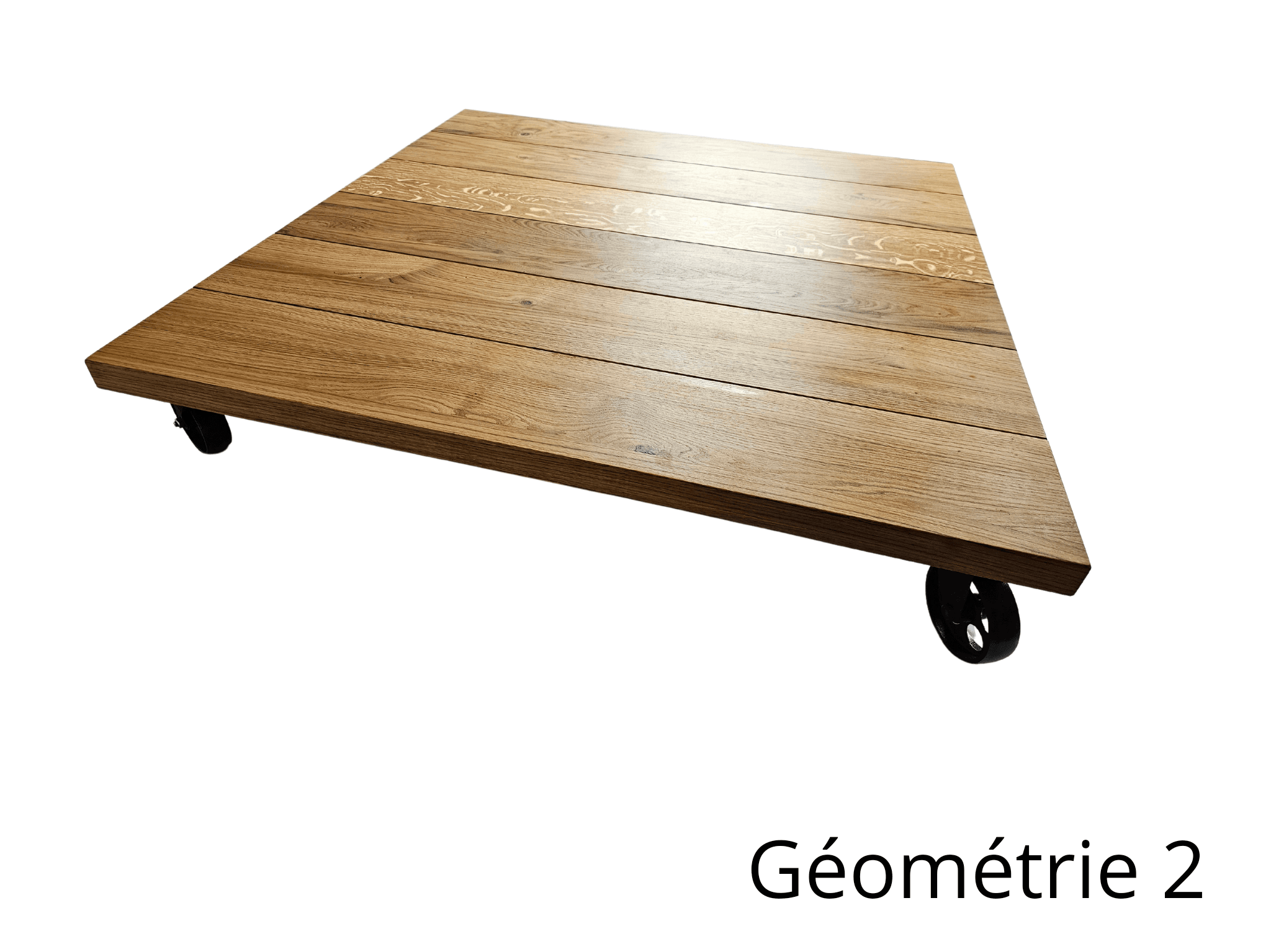 Table basse gigogne sur mesure chêne et acier "GEOMETRIE"