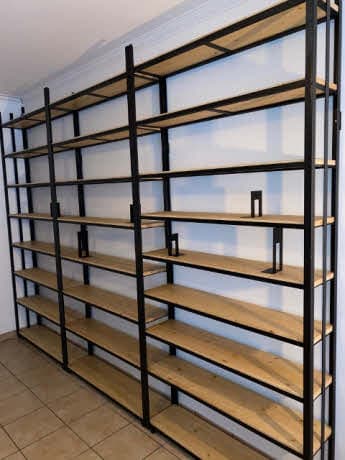 Bibliothèque industrielle CHAUMONT 3 -  design bois métal