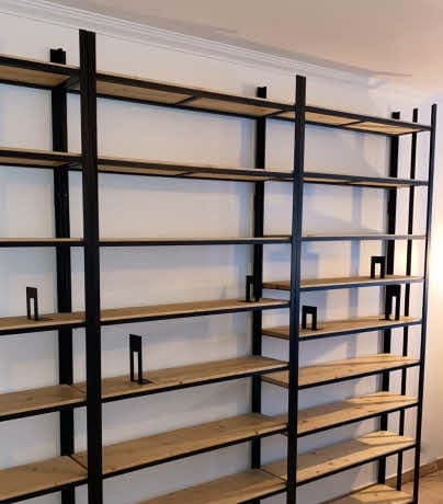 Bibliothèque industrielle CHAUMONT 3 -  design bois métal