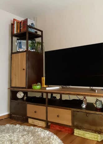 Meuble de Rangement, TV & Hi-Fi en Métal Patiné "URBAN CHIC"