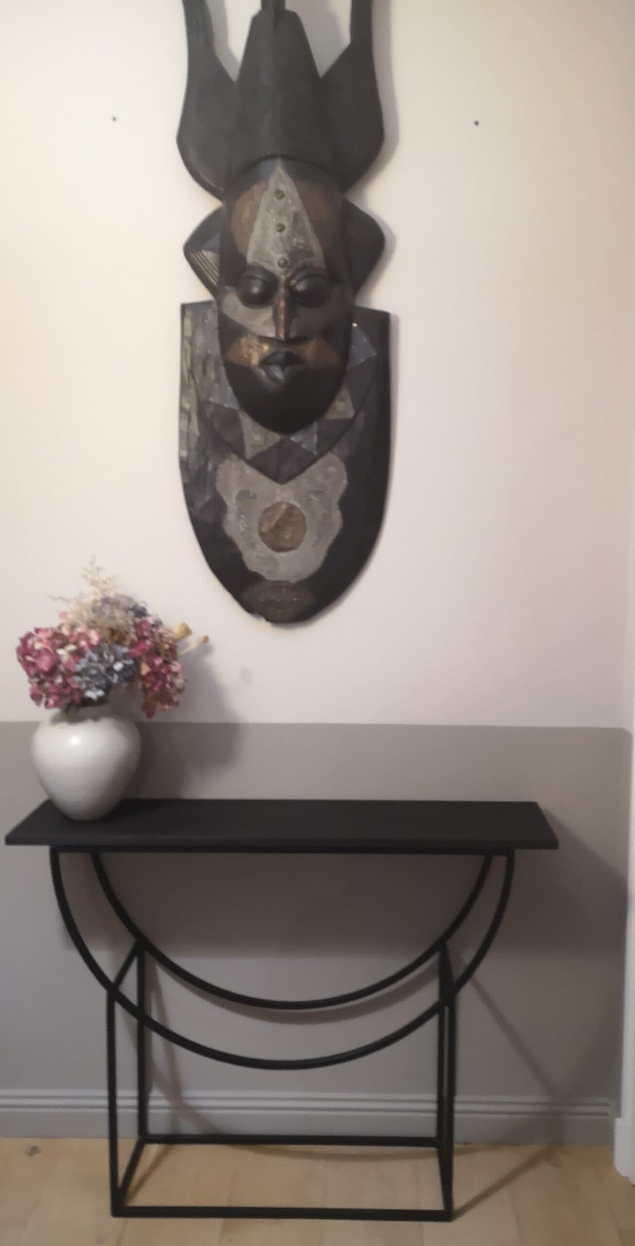 Console contemporaine "MALIA" en métal & chêne massif