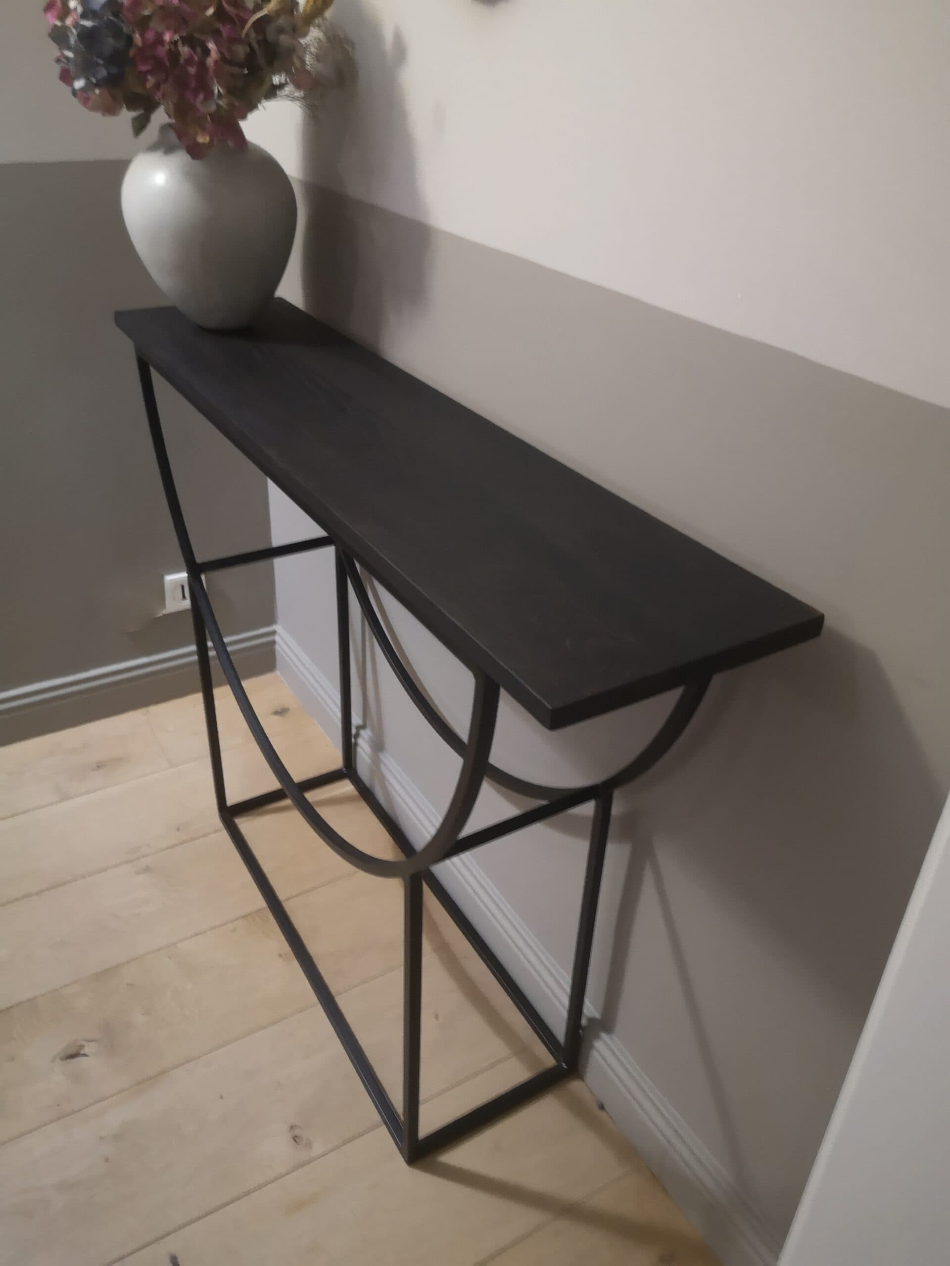 Console contemporaine "MALIA" en métal & chêne massif