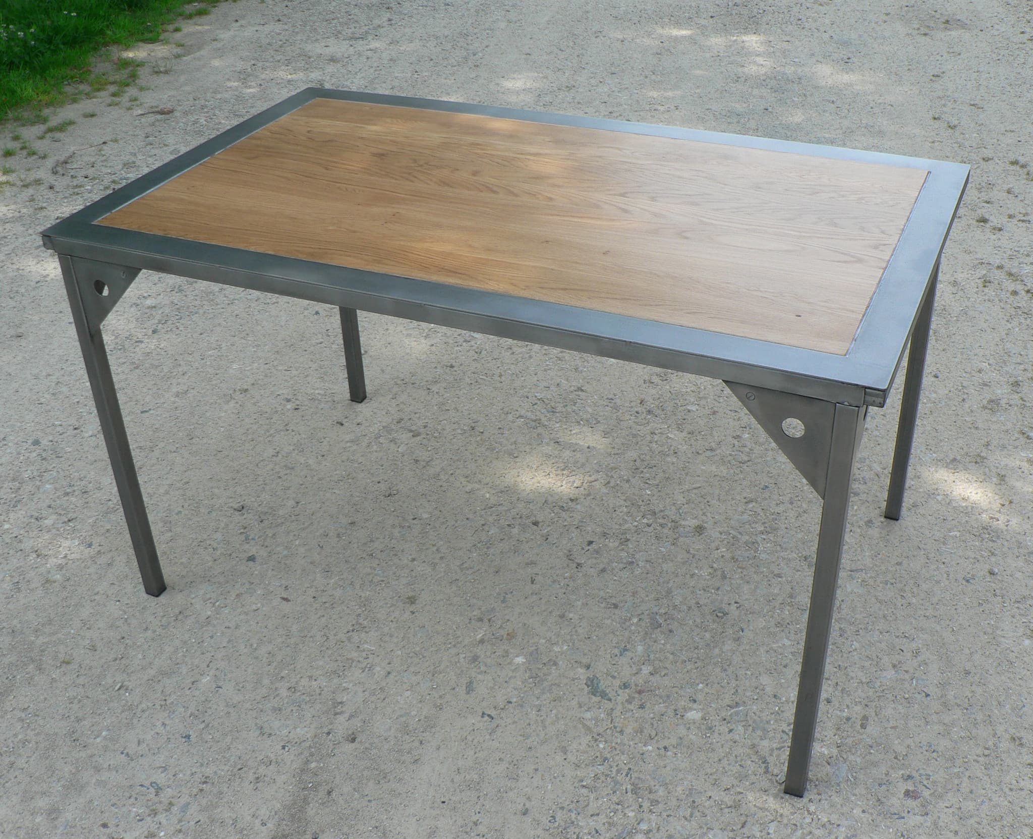 Table à manger métal bois avec 2 allonges "LOFT"