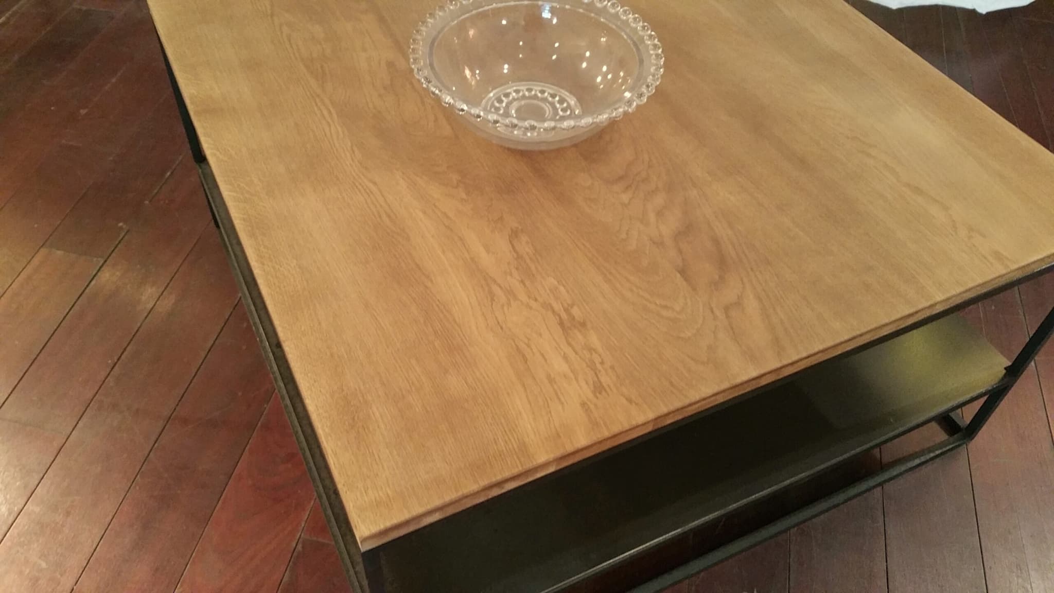 Table basse carrée double plateau bois massif & métal "WOOD"