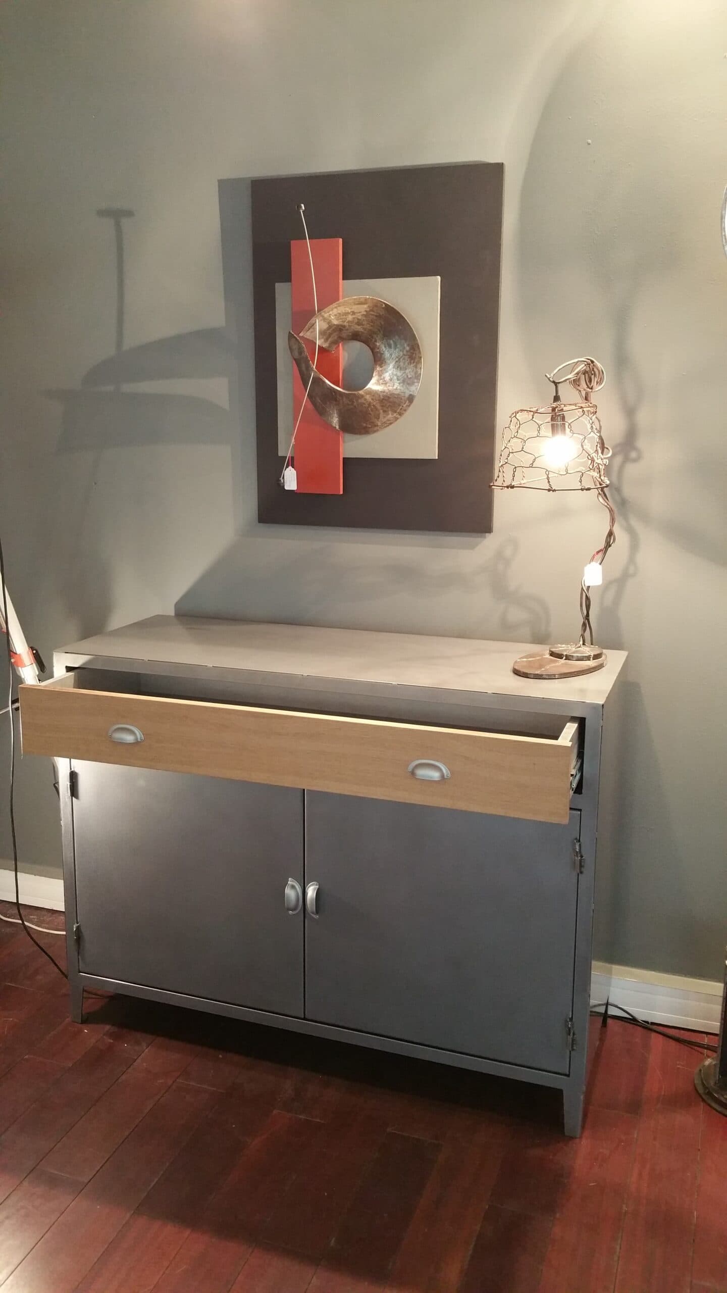 Buffet industriel métal et chêne massif sur mesure NOGENT 