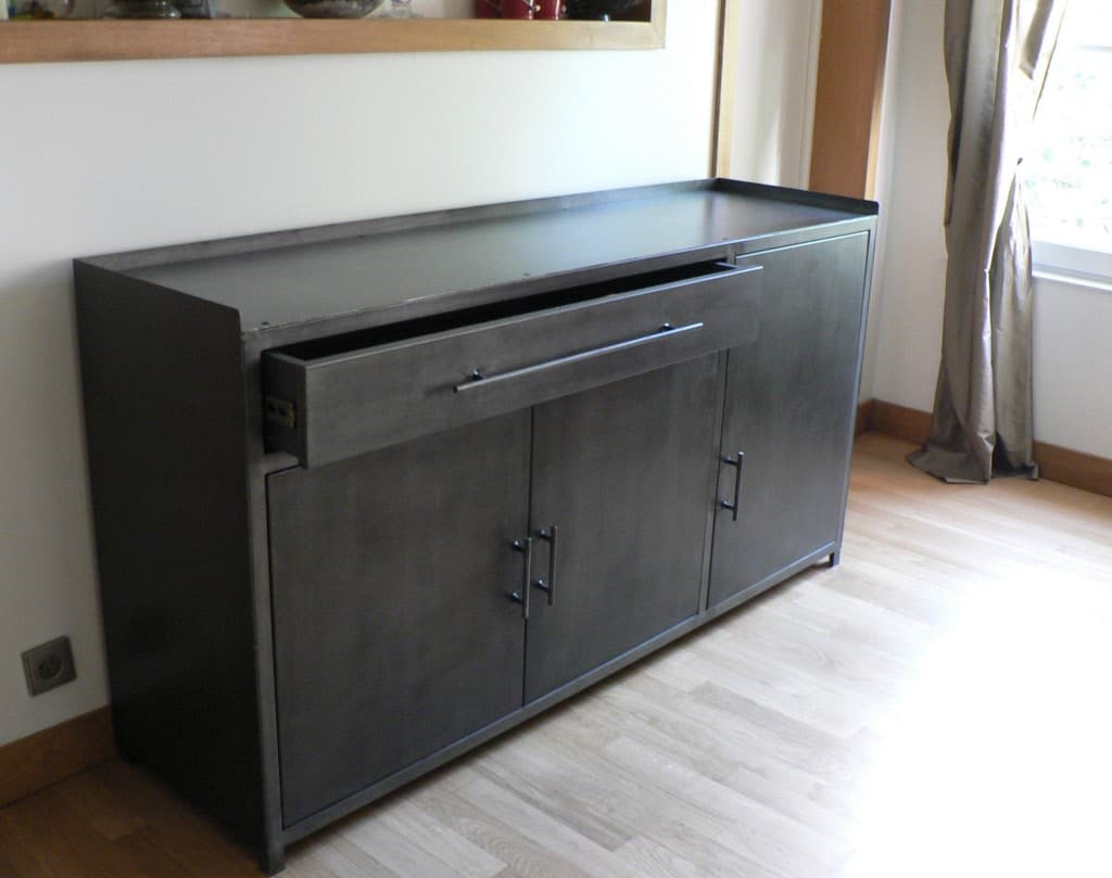 Buffet design ST MAURICE en métal graphite - Bahut artisanal