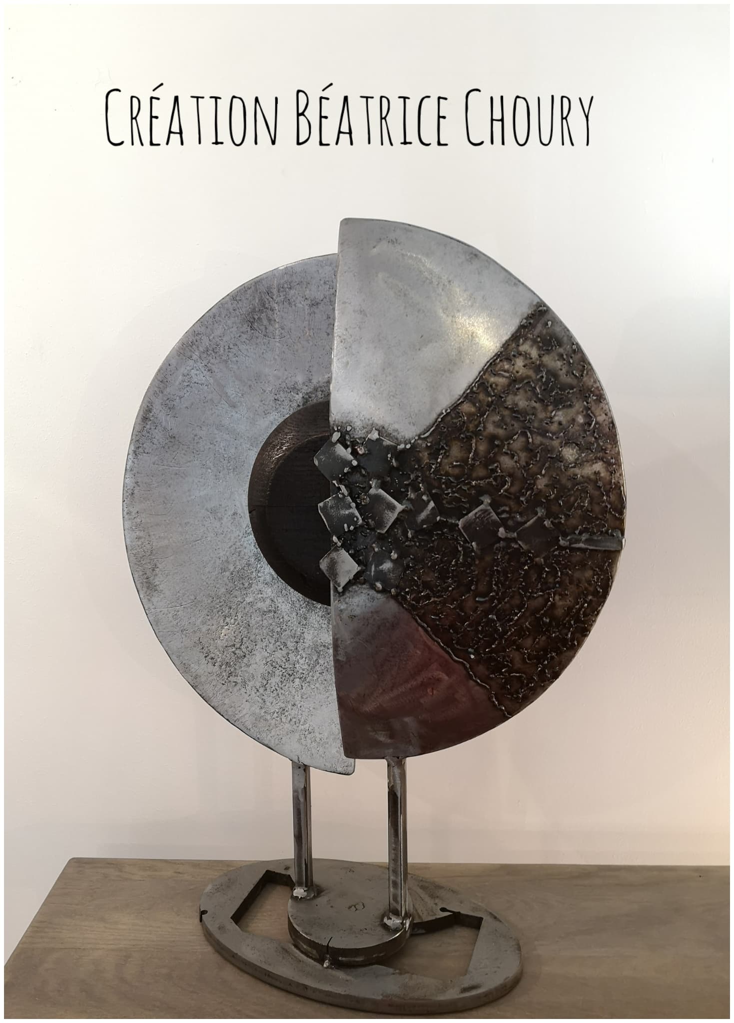 Sculpture en métal et bois  "METAMORPHOSE" 