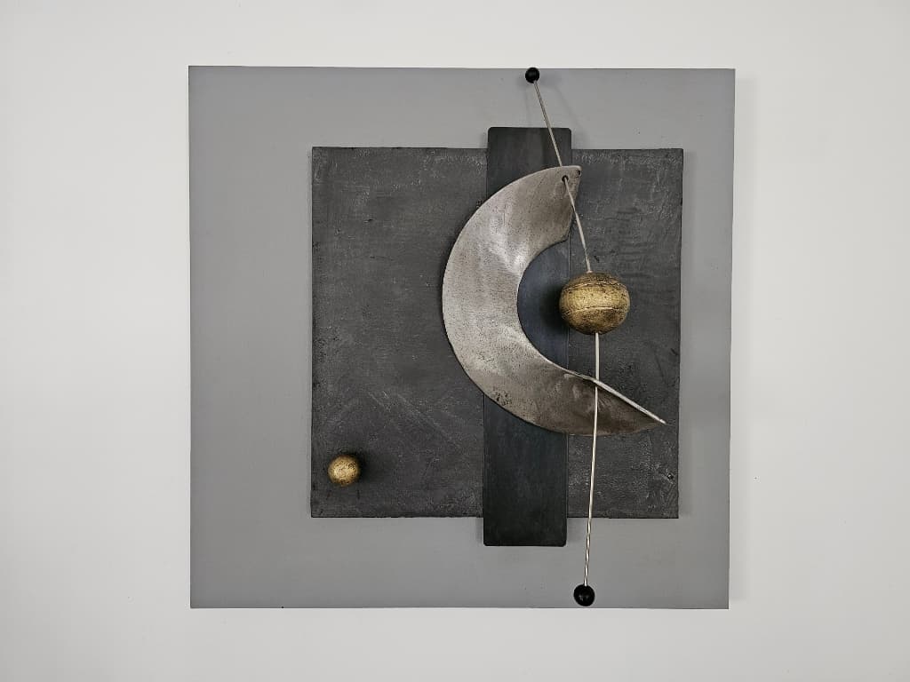 Unique tableau sculpture murale carré "COSMOS"
