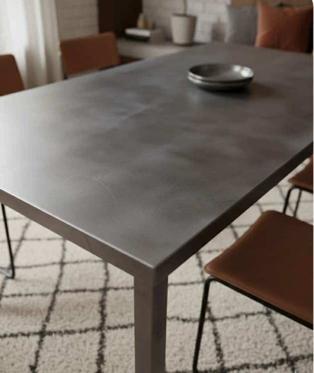 Table à manger design en métal patiné "BASALTE" - Douceur Brute