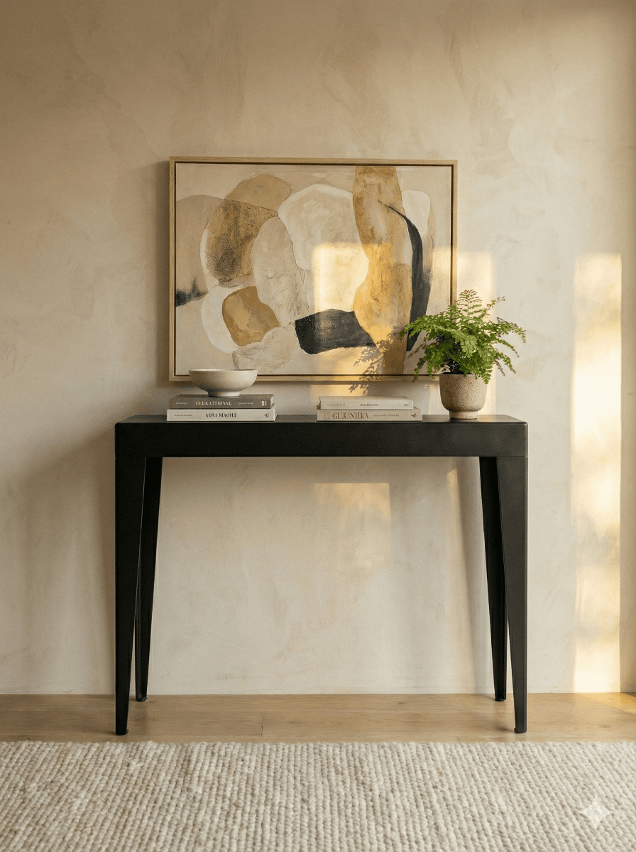 Console d'entrée design noir en métal - Meuble chic "FUSEAU"