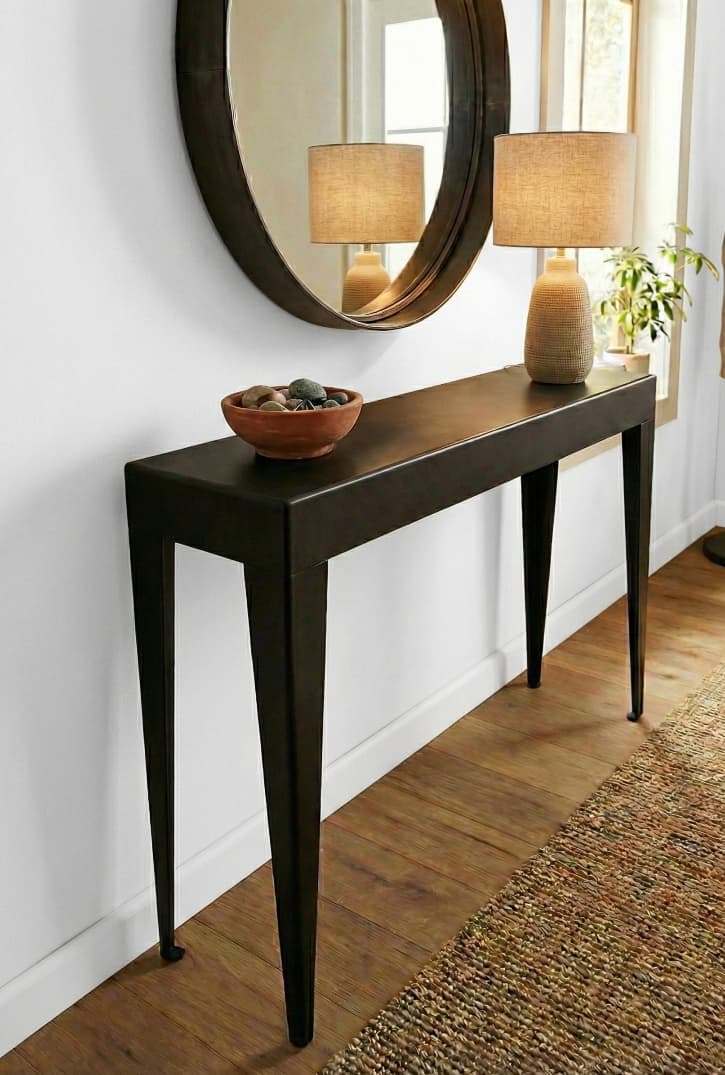 Console d'entrée design noir en métal - Meuble chic "FUSEAU"