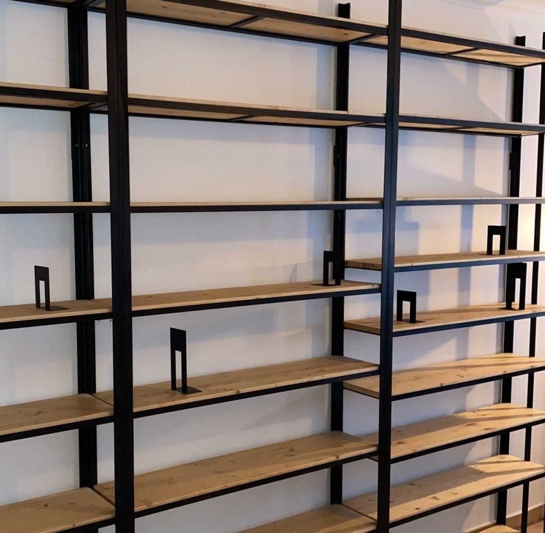 Bibliothèque industrielle CHAUMONT 3 -  design bois métal