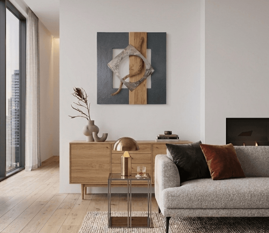 Tableau sculpture murale carré Design "SILLAGE"