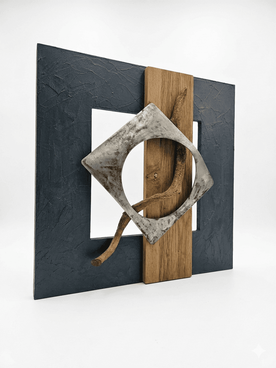 Tableau sculpture murale carré Design "SILLAGE"