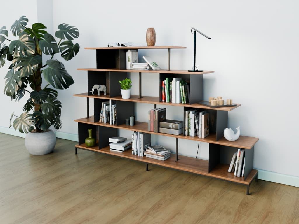 Créative Bibliothèque cubes métal et bois MODULABLE "ULTI"