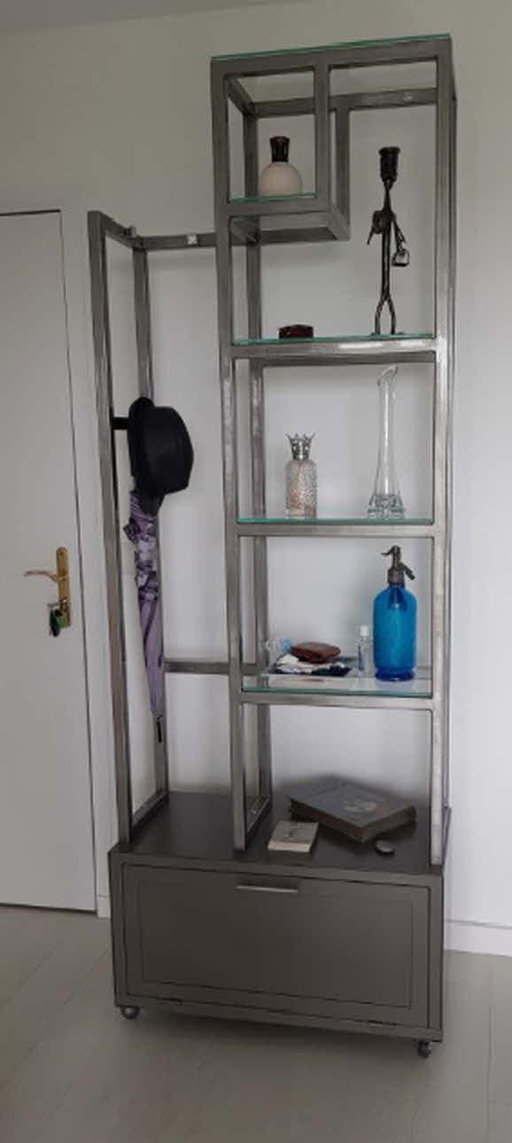 Meuble d'Entrée en Métal et Verre "BOCHIC"