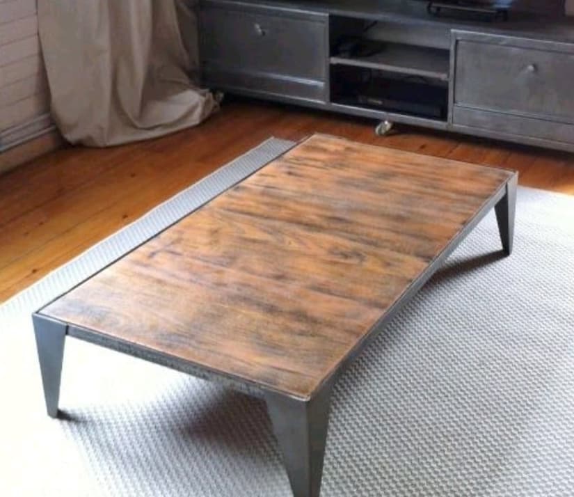 Table basse industrielle FUSEAU BOIS sur mesure - Douceur Brute