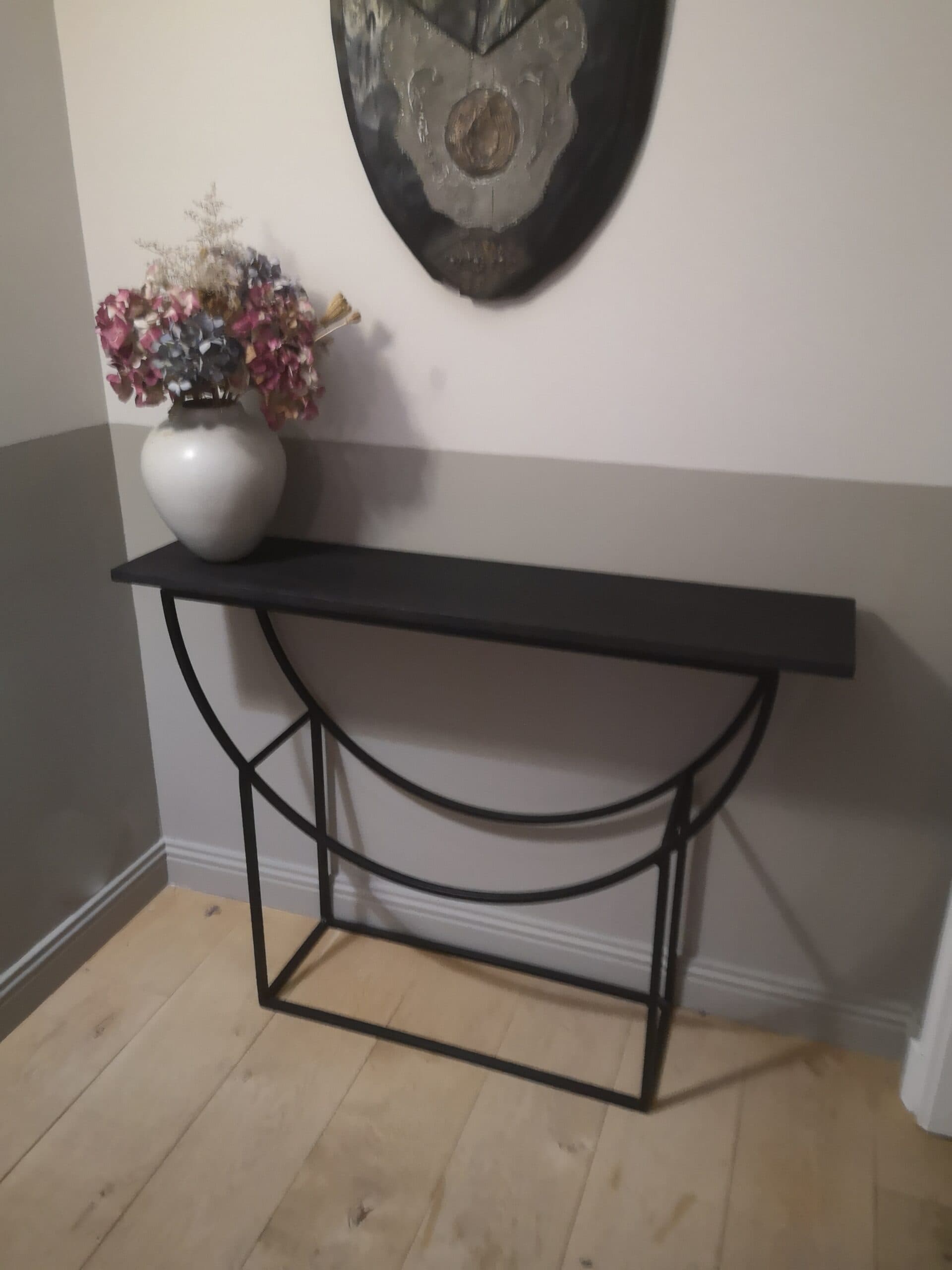 Console contemporaine "MALIA" en métal & chêne massif