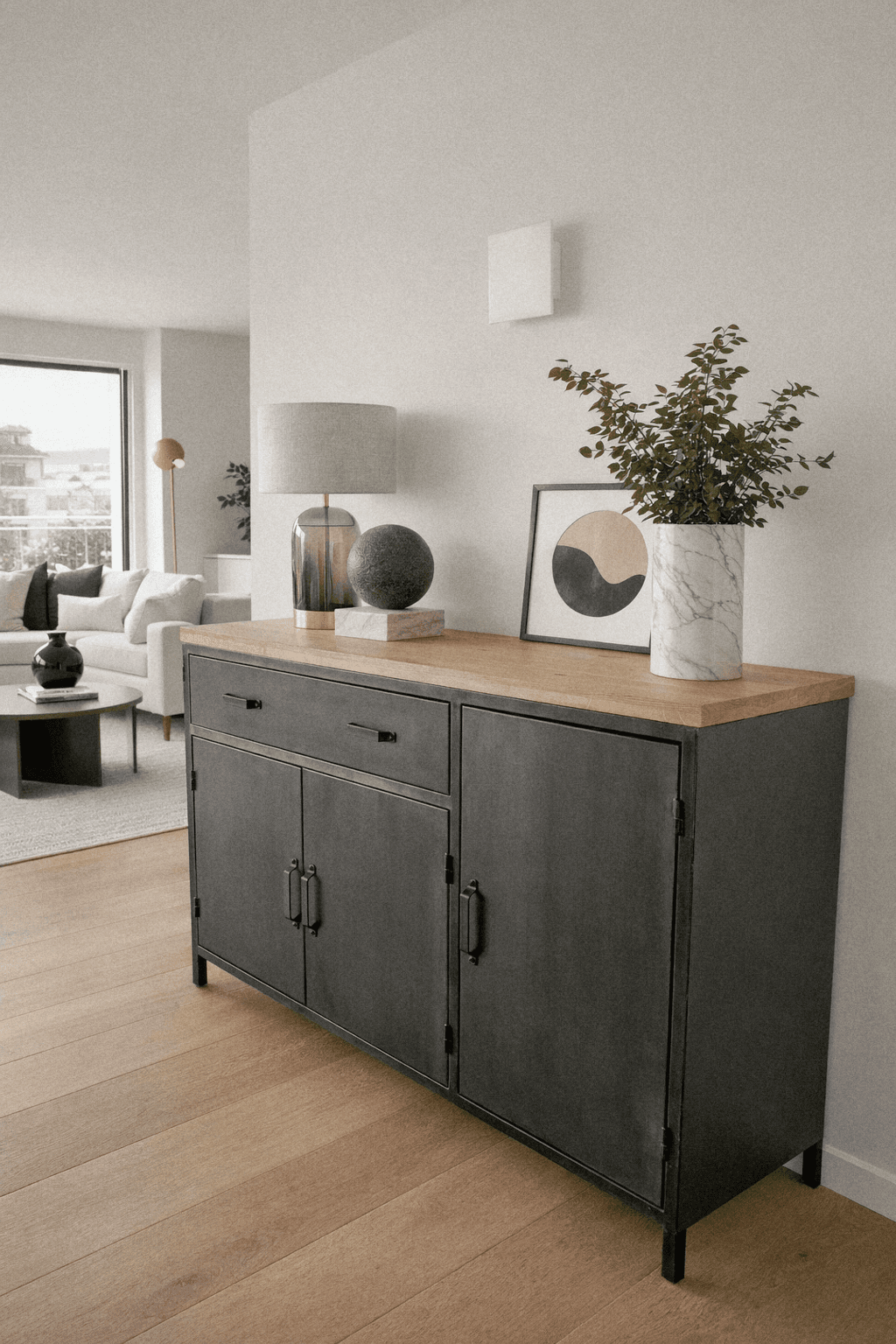 Buffet design ST MAURICE en métal graphite - Bahut artisanal