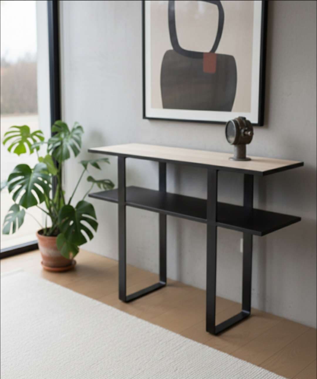 Console Minimaliste Design "Épure" - Moderne Bois et Métal