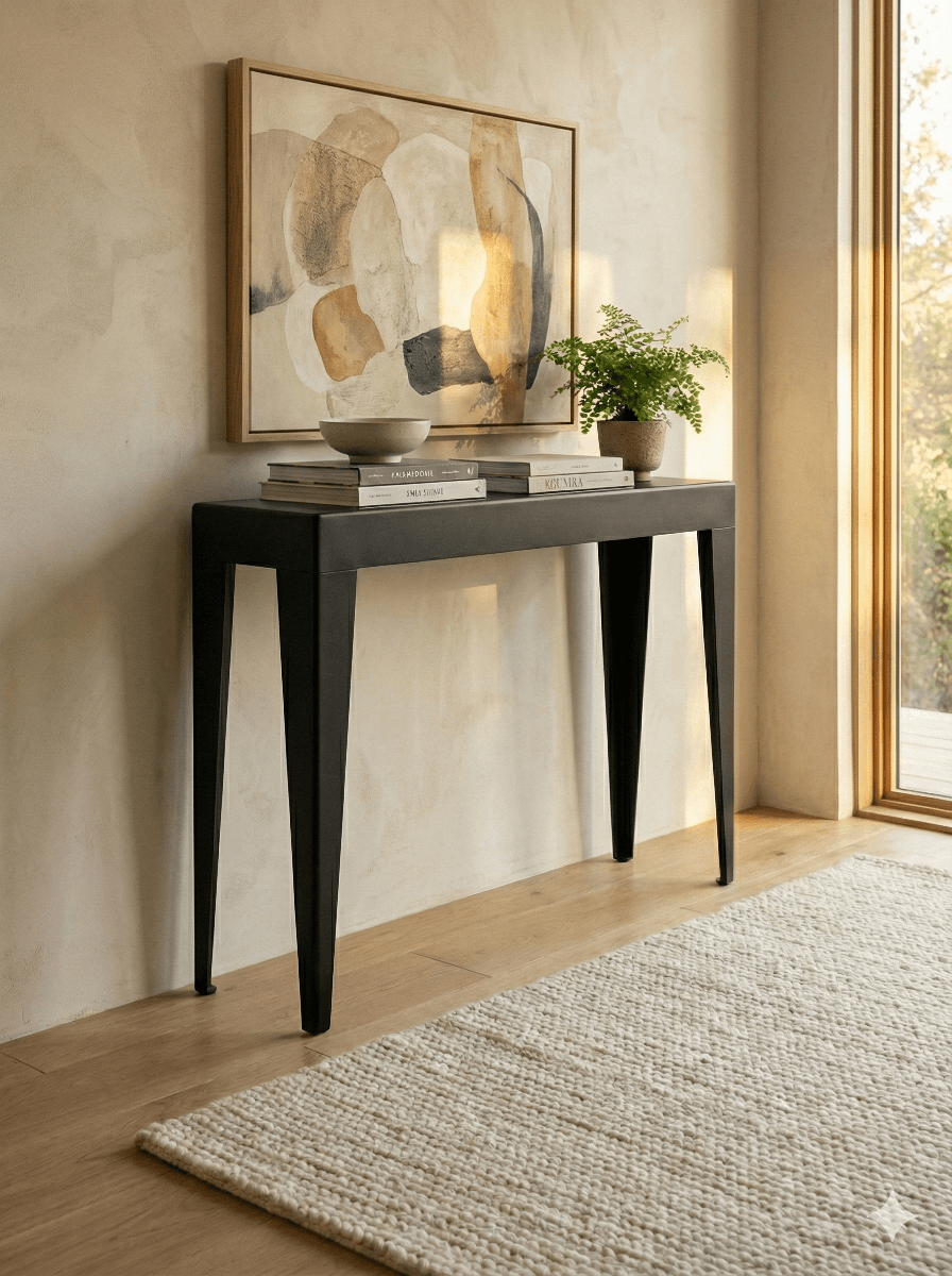 Console d'entrée design noir en métal - Meuble chic "FUSEAU"
