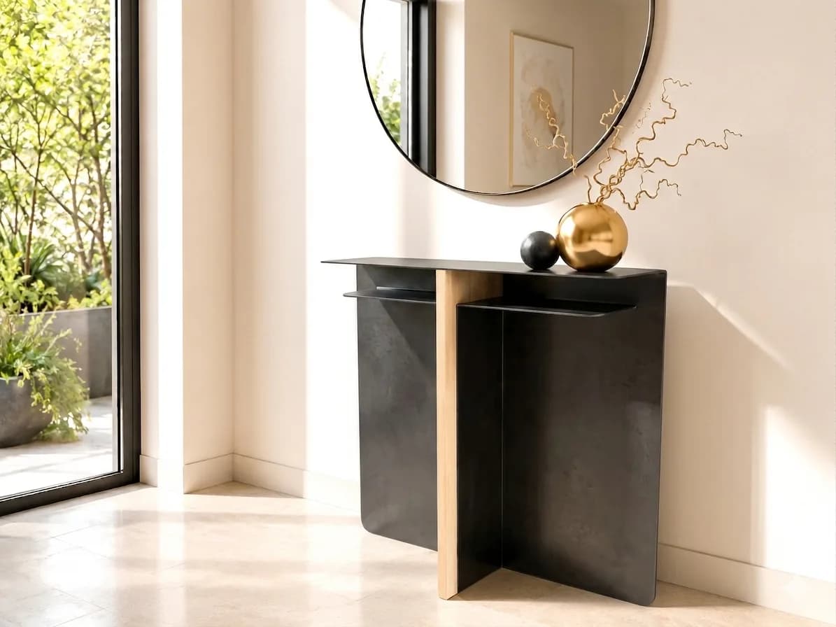 console design chic metal calamine et bois