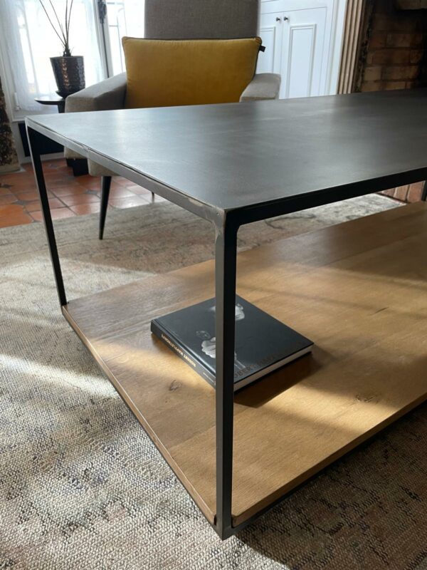 Table basse rectangulaire sur roulettes avec double plateau "STEELWOOD" – Image 4
