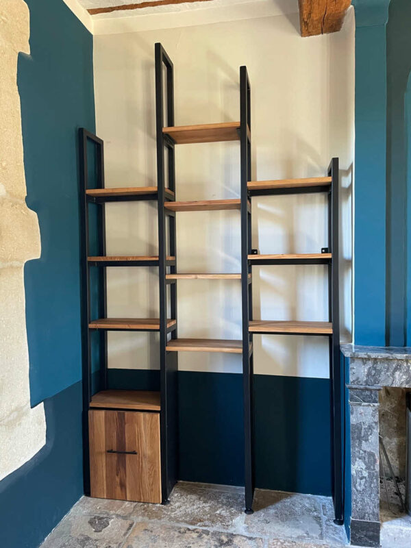 Bibliothèque sur Mesure en Métal et Chêne "ECHELLES CH"