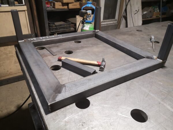 Table basse industrielle " CHARME " carré en métal et bois 2 plateaux – Image 10