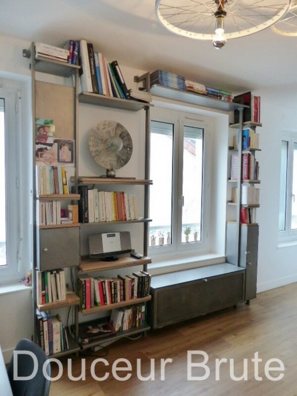 Bibliothèque Composable sur Mesure en Métal et Chêne "LILAS"