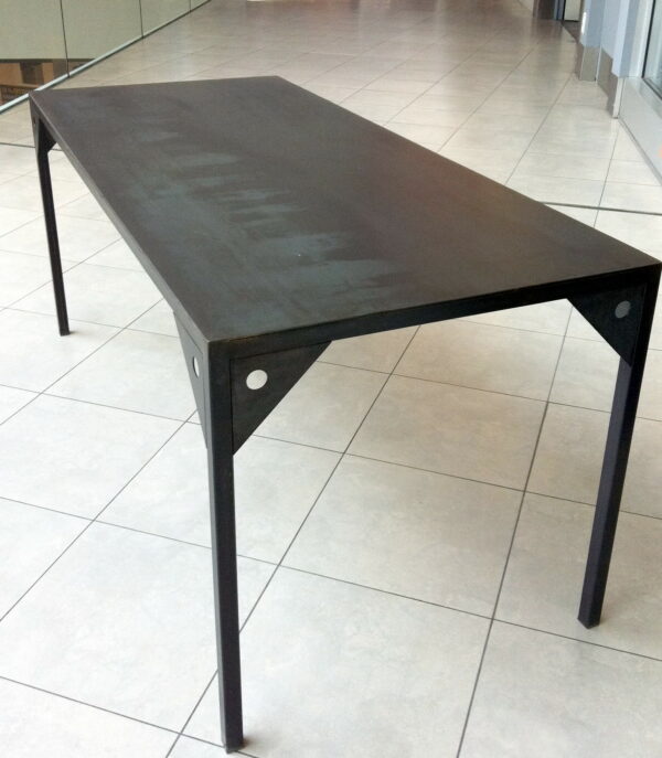 Table repas en métal patiné avec 2 allonges "BENI" – Image 5