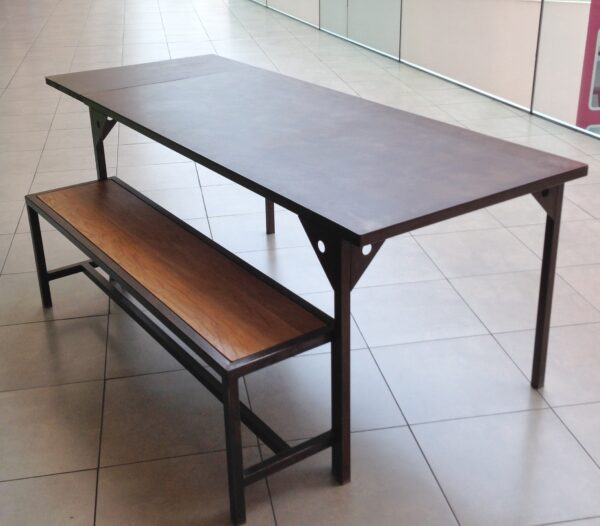 Table repas en métal patiné avec 2 allonges "BENI" – Image 6