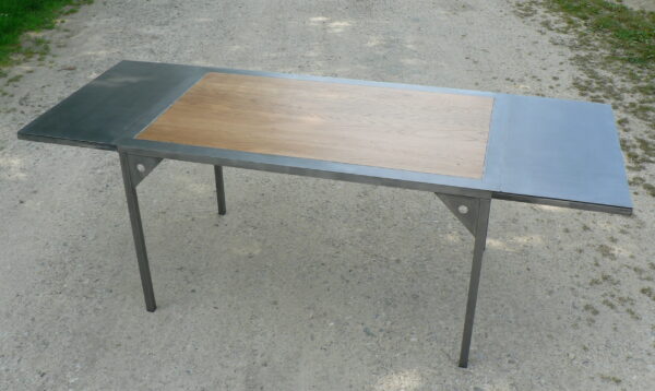 Table à manger métal bois avec 2 allonges "LOFT"