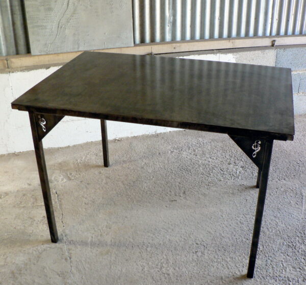 Table repas en métal patiné avec 2 allonges "BENI" – Image 7