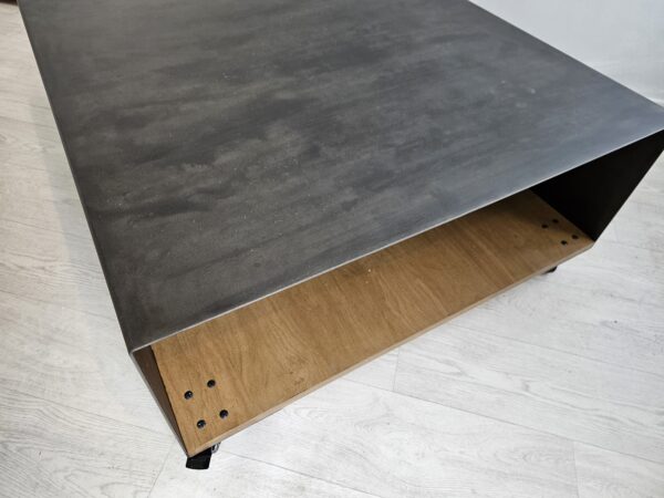 Table basse moderne métal sur roulettes 2 Plateaux "ULTIMO BOIS" – Image 8