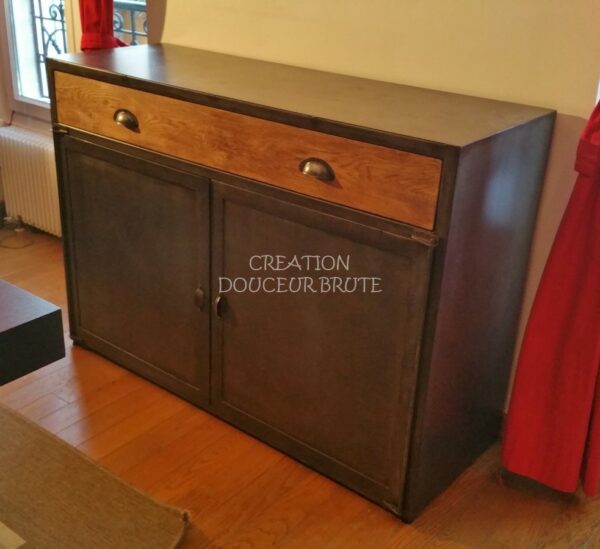 Buffet industriel 2 portes et tiroir en bois sur mesure "NOGENT" – Élégance et fonctionnalité