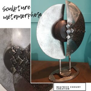 Sculpture acier et bois massif "METAMORPHOSE"