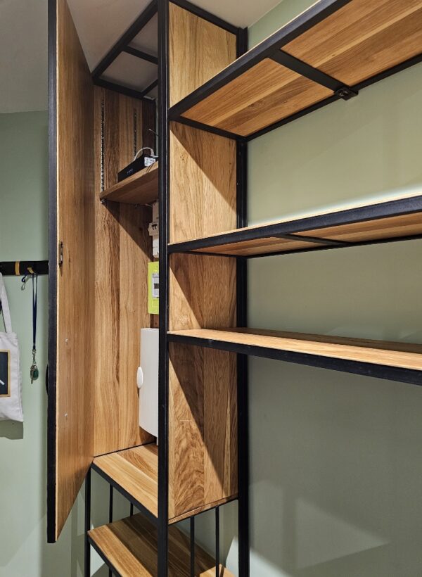 Bibliothèque d'entrée style Industrielle en Métal et Bois Massif "BELLEVILLE" – Image 3