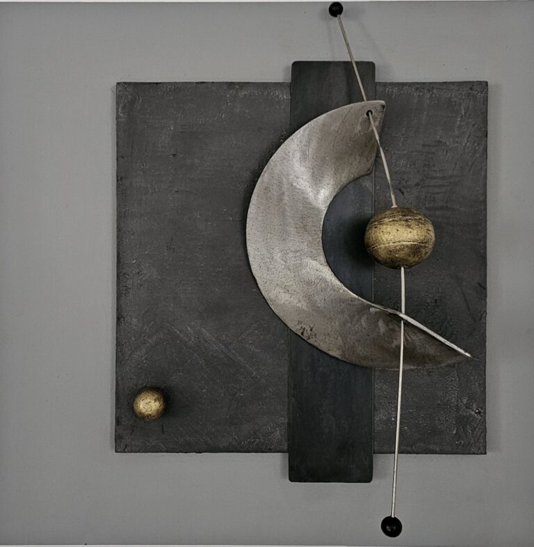 tableau sculpture murale acier et beton COSMOS